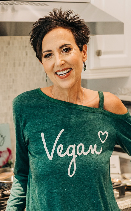 Chef AJ in green Vegan shirt