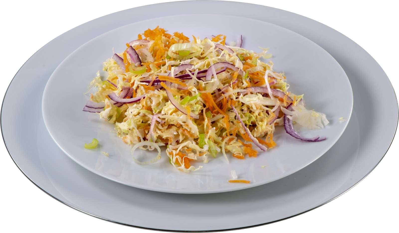 creamy rainbow coleslaw with cabbage and carrots