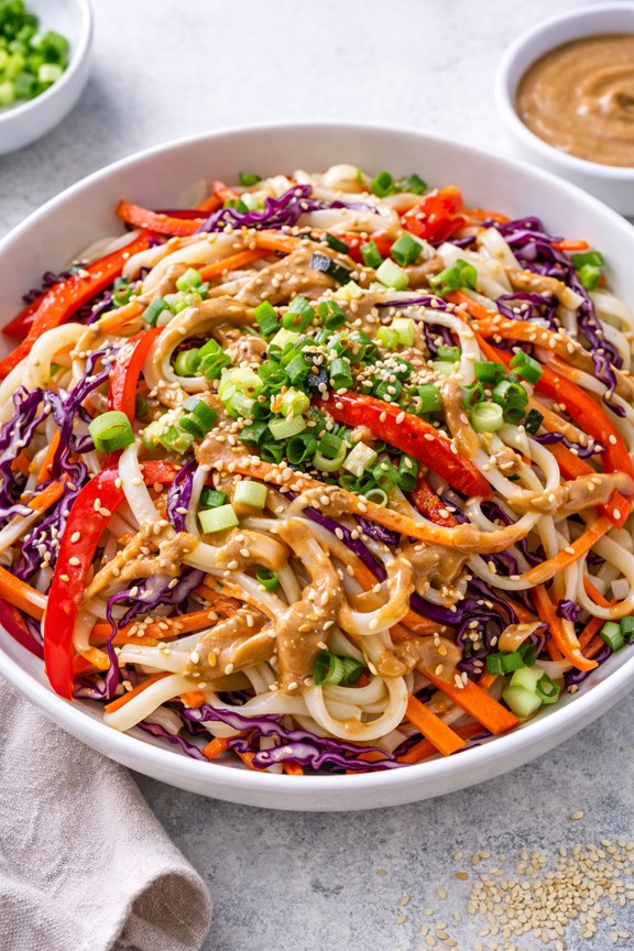 easy pad thai noodle salad with thai peanut sauce